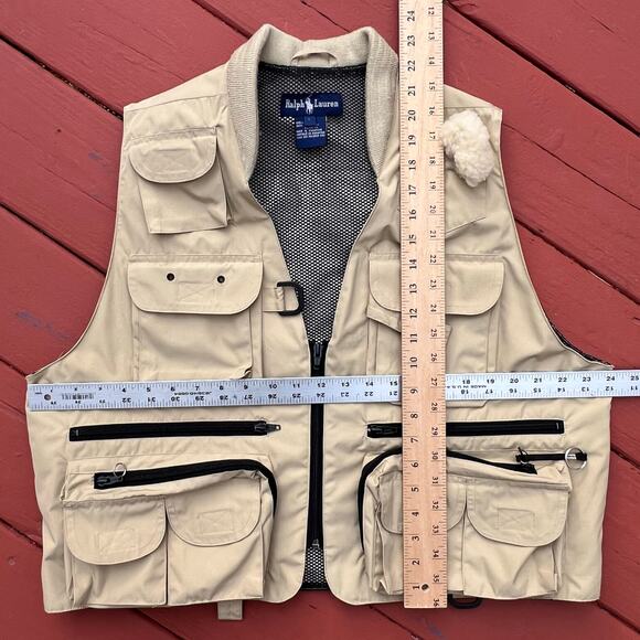 Vintage Ralph Lauren Fly Fishing Vest Utility L Photographer Field Khaki Hi Tech - Picture 10 of 10